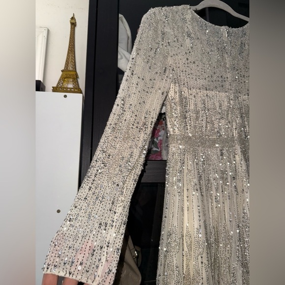 MAC DUGGAL High Neck Long Sleeve A Line Mini Dress - Size 8 - Picture 13 of 17